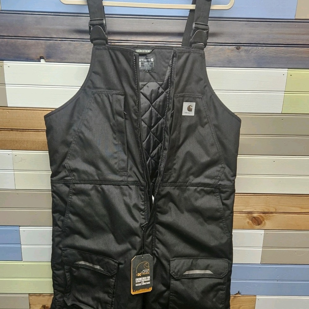 NWT Carhartt Yukon Extremes Insulated Bib Coveralls Mens L R Blk 104461 Cordura